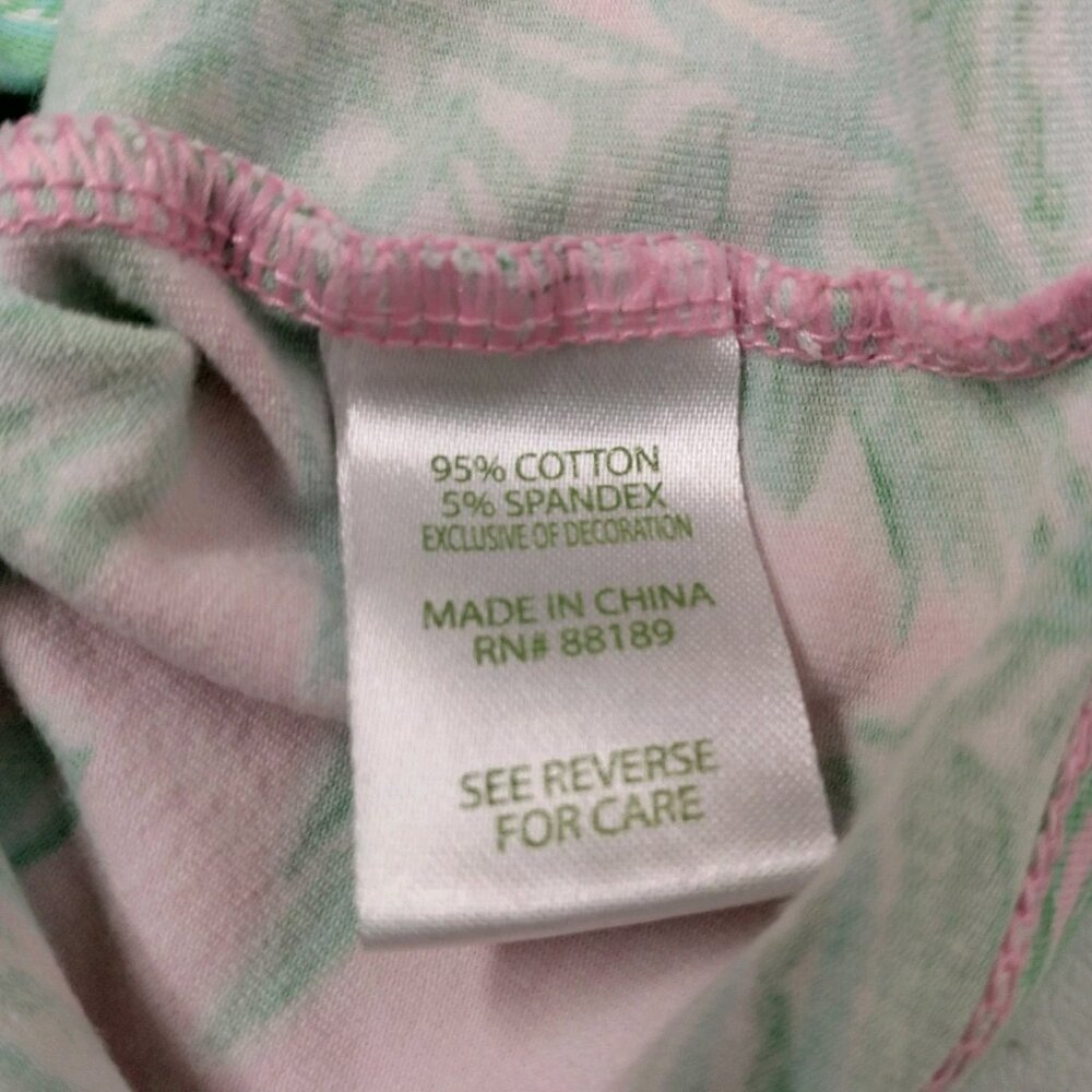 Lilly Pulitzer Sammy Pajama Shirt Youth Girls 4 Top Only Palms Pink Green Beach - Picture 5 of 14